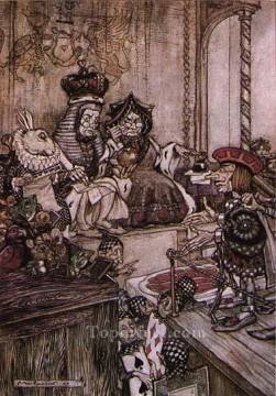Arthur Rackham Painting - Alice in Wonderland Who Stole the Tarts illustrator Arthur Rackham